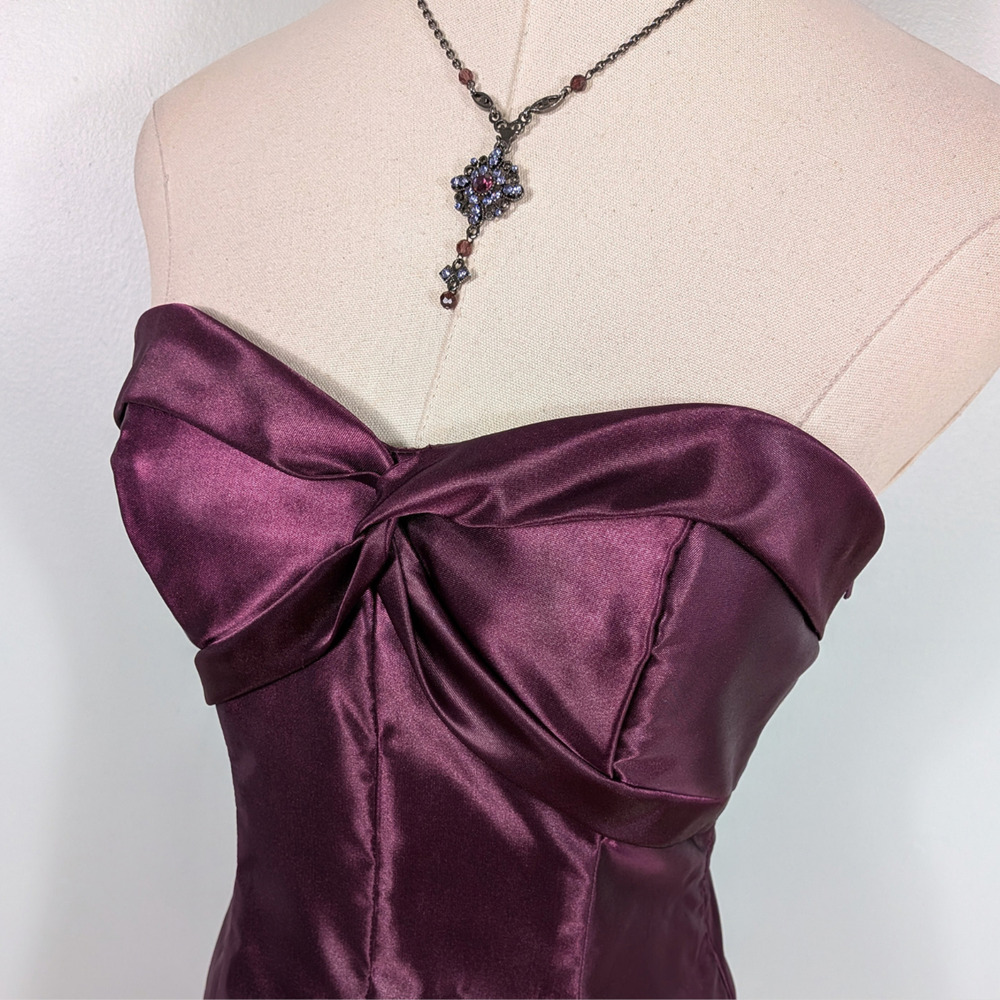 Vintage McClintock Prom Dress Mini Gown 4 Purple Y2K Strappy Ruffle Glam Hoco - Picture 6 of 11